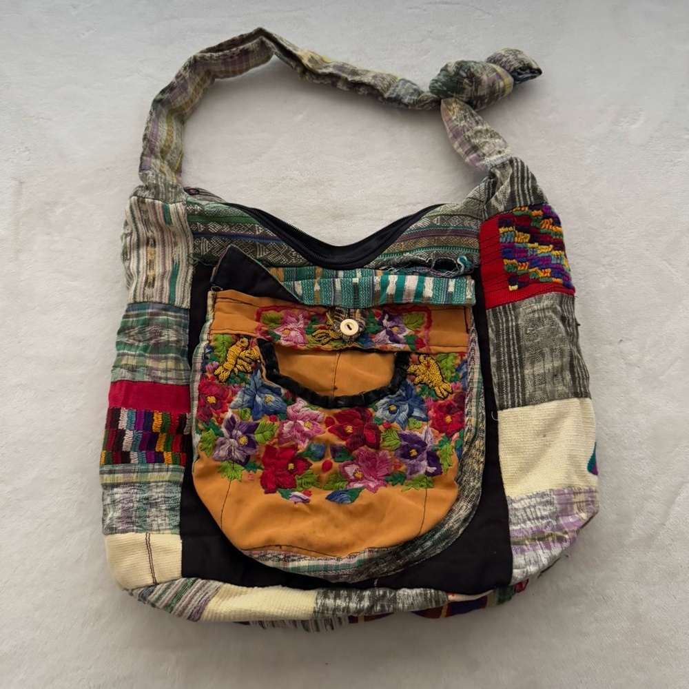 Colorful Patchwork Sling Shoulder Bag Bohemian Style Festival Boho